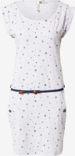 Ragwear Jerseyjurken Jurk Tag Dames Wit Gemêleerd