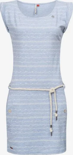 Ragwear Jerseyjurken Jurk Tag Waves Dames Lichtblauw